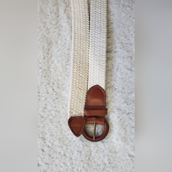 Bundle Only:Barcelona Brown Leather Trim  White wide‎ Waist Belt Large 39inch - Picture 3 of 6